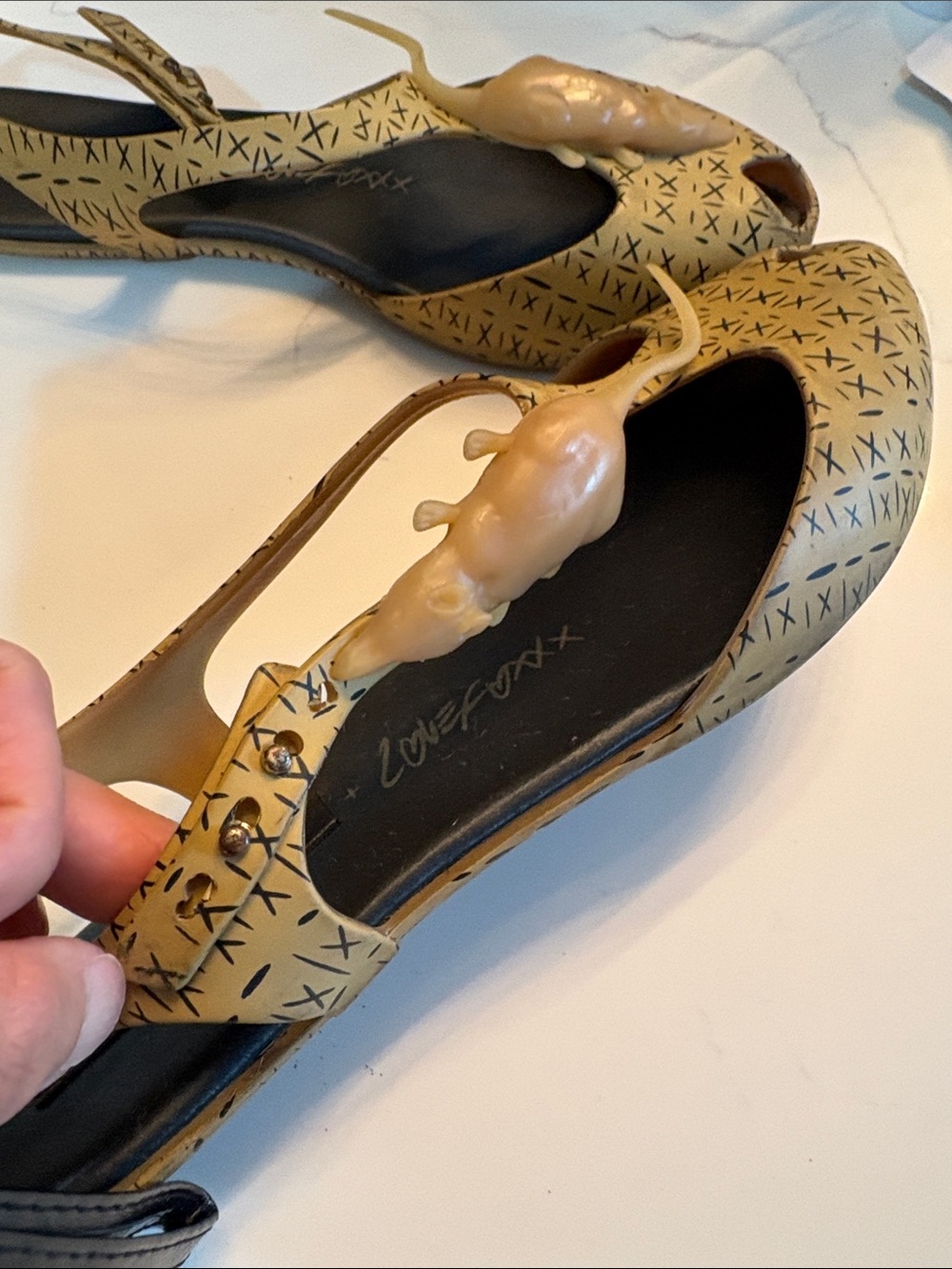 Rare Melissa Tan Patterned Slingback Peep-Toe Sandals LoveFoxxx - Picture 4 of 8